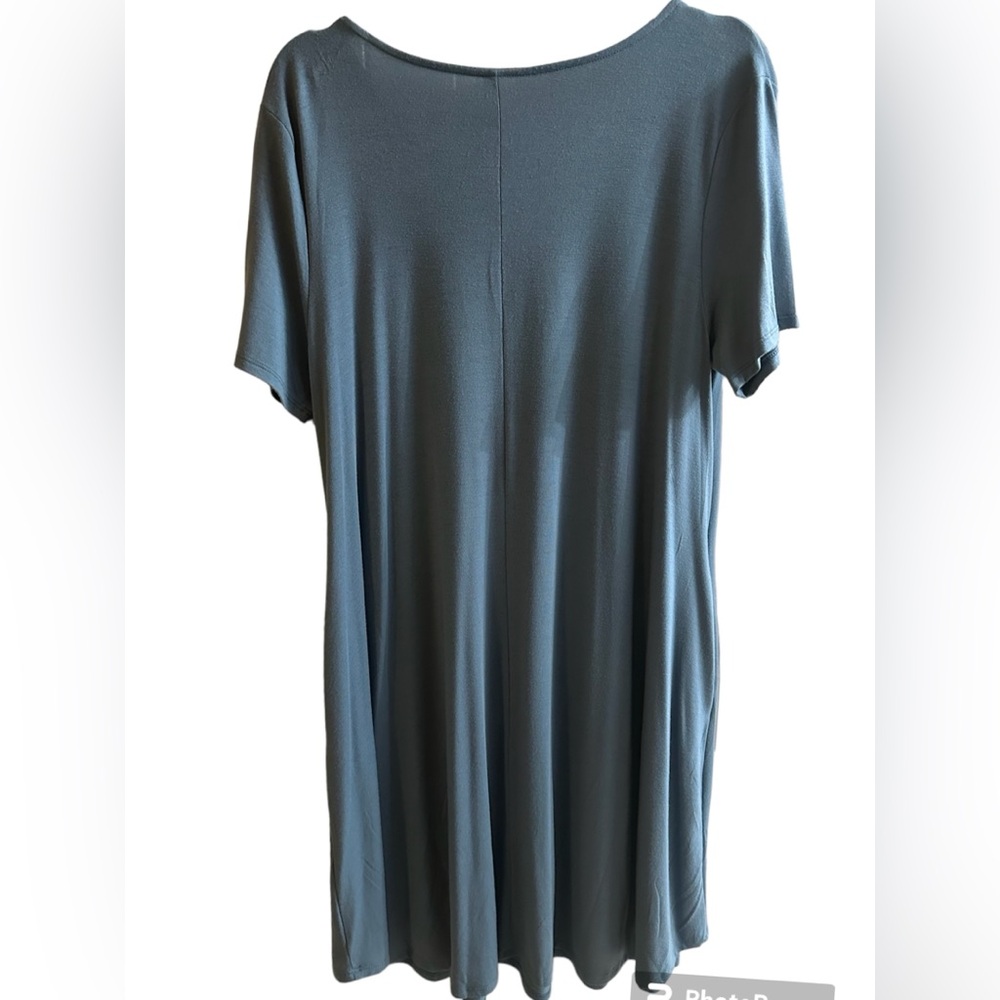 Zenana Teal Swing Dress with Pockets - Picture 2 of 3